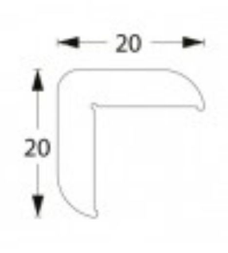 Billede af Hjørneliste HVID 20x20mm - 250 cm